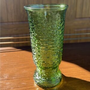 Green Textured Glass Vase